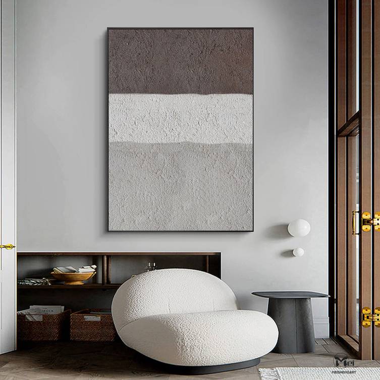 White Hand-painted Contemporary Days Office Abstract Canvas Wall Art ECB7V